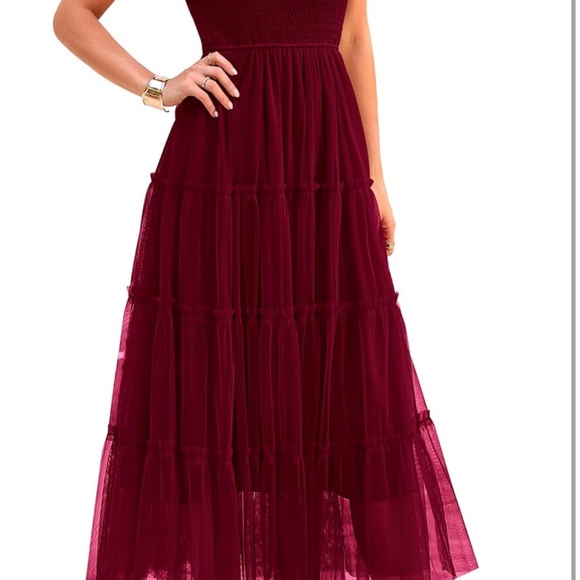 Wine Colored Tulle Nap Dress - Picture 3 of 6